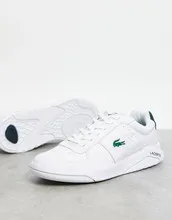 Белые с зеленым кроссовки Lacoste Game Advance-Бeлый